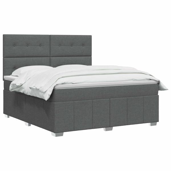 Boxspringbett mit Matratze Dunkelgrau 140 x 190 cm Stoff