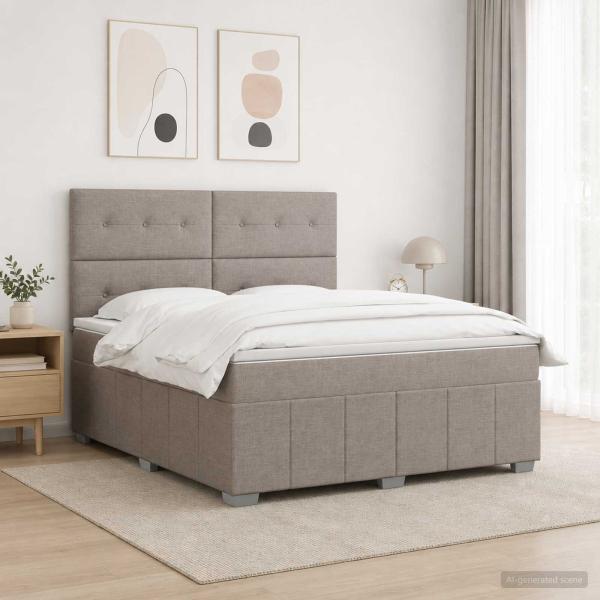 ARDEBO.de - Boxspringbett mit Matratze Taupe 140 x 190 cm Stoff