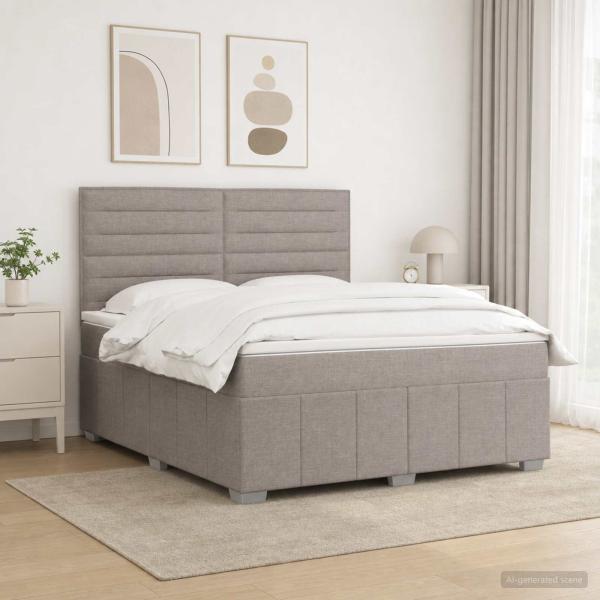 ARDEBO.de - Boxspringbett mit Matratze Taupe 140 x 200 cm Stoff
