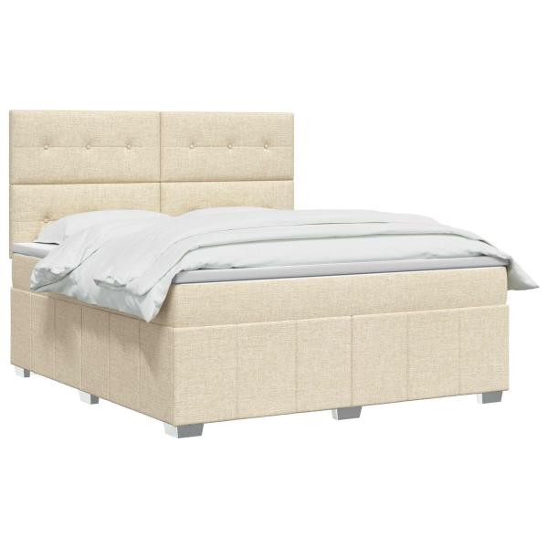 Boxspringbett mit Matratze Creme 140 x 200 cm Stoff