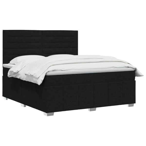 Boxspringbett mit Matratze Schwarz 160 x 200 cm Stoff