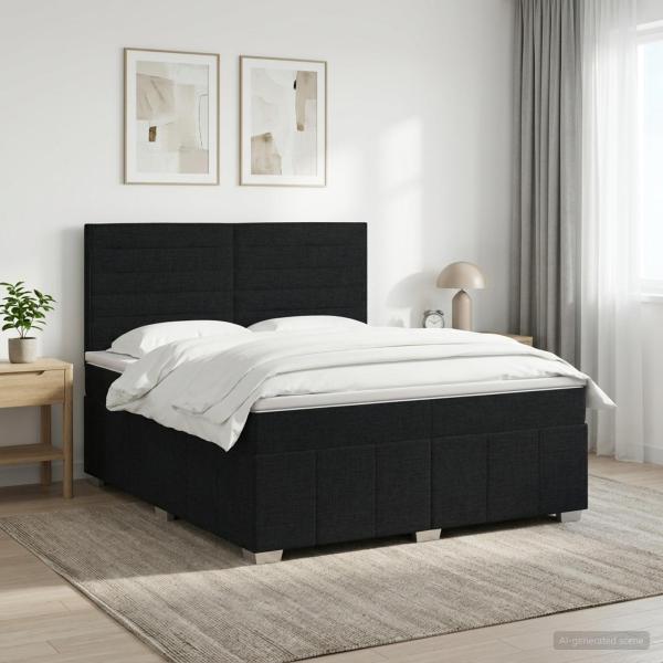 ARDEBO.de - Boxspringbett mit Matratze Schwarz 180 x 200 cm Stoff
