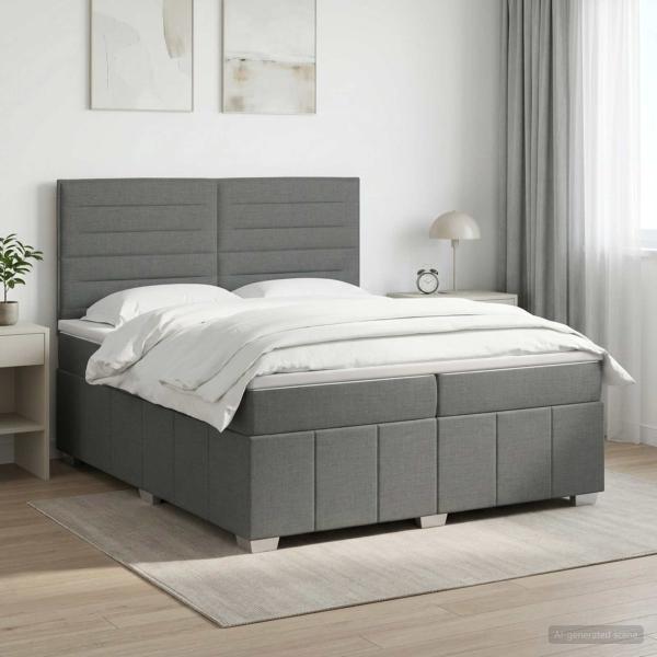 ARDEBO.de - Boxspringbett mit Matratze Dunkelgrau 200 x 200 cm Stoff