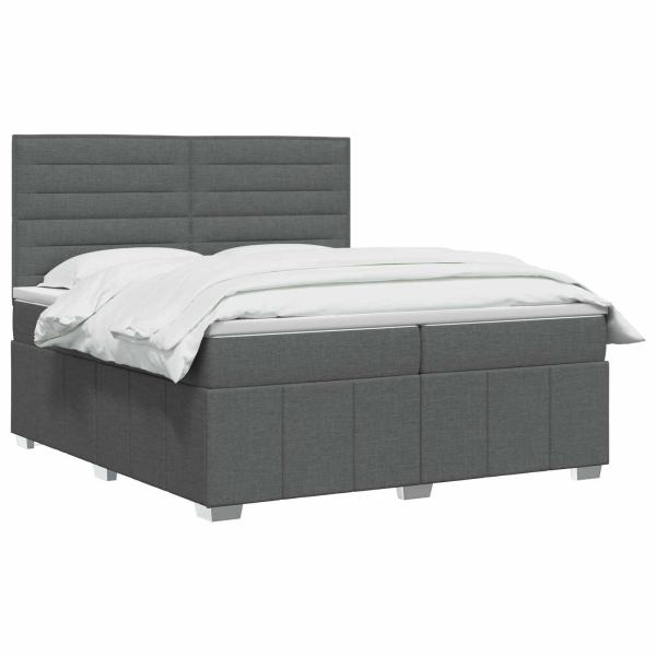 Boxspringbett mit Matratze Dunkelgrau 200 x 200 cm Stoff