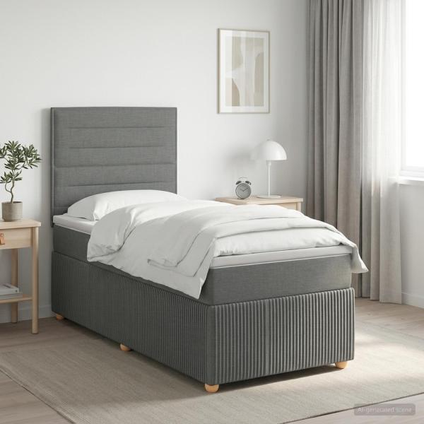 ARDEBO.de - Boxspringbett mit Matratze Dunkelgrau 80 x 200 cm Stoff