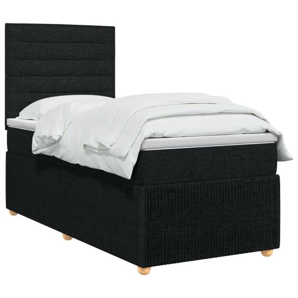 Boxspringbett mit Matratze Schwarz 80 x 200 cm Stoff