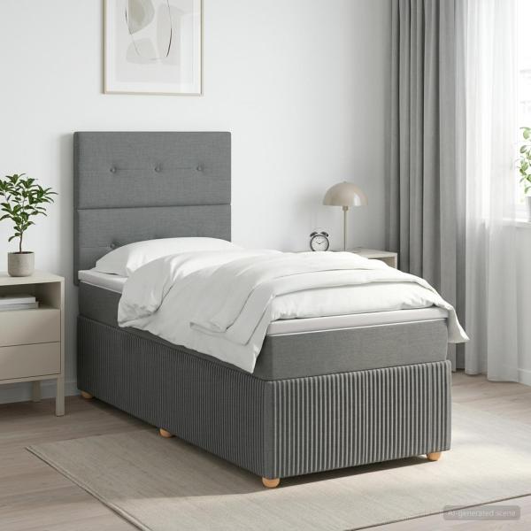ARDEBO.de - Boxspringbett mit Matratze Dunkelgrau 80 x 200 cm Stoff