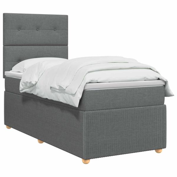 Boxspringbett mit Matratze Dunkelgrau 80 x 200 cm Stoff