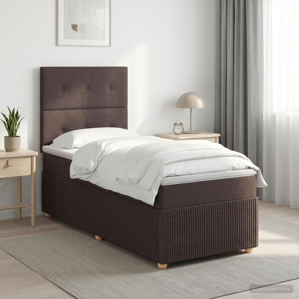 ARDEBO.de - Boxspringbett mit Matratze Dunkelbraun 80 x 200 cm Stoff