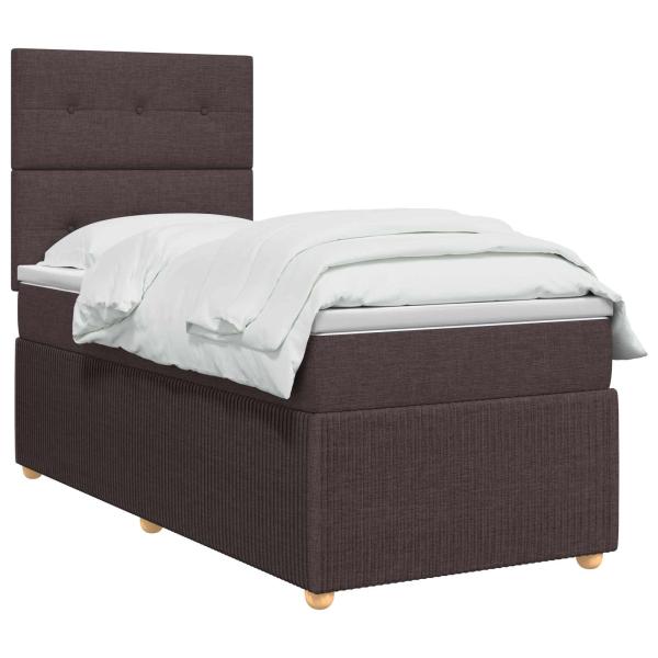 Boxspringbett mit Matratze Dunkelbraun 80 x 200 cm Stoff