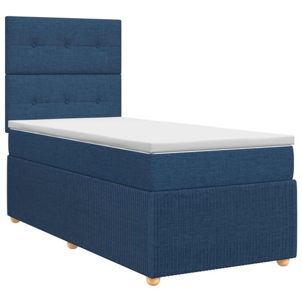 Boxspringbett mit Matratze mit Kopfteil Blau 80 x 200 cm Stoff
