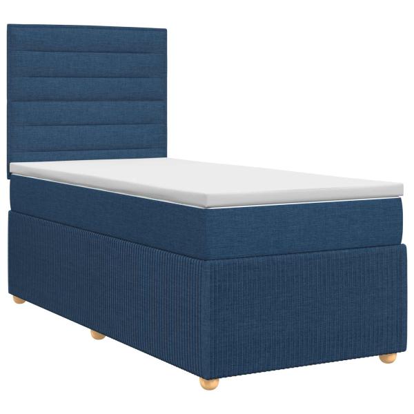 Boxspringbett mit Matratze mit Kopfteil Blau 90 x 200 cm Stoff