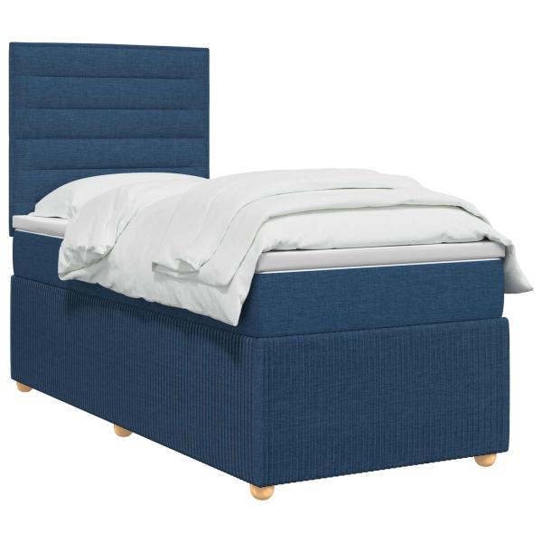 Boxspringbett mit Matratze mit Kopfteil Blau 90 x 200 cm Stoff