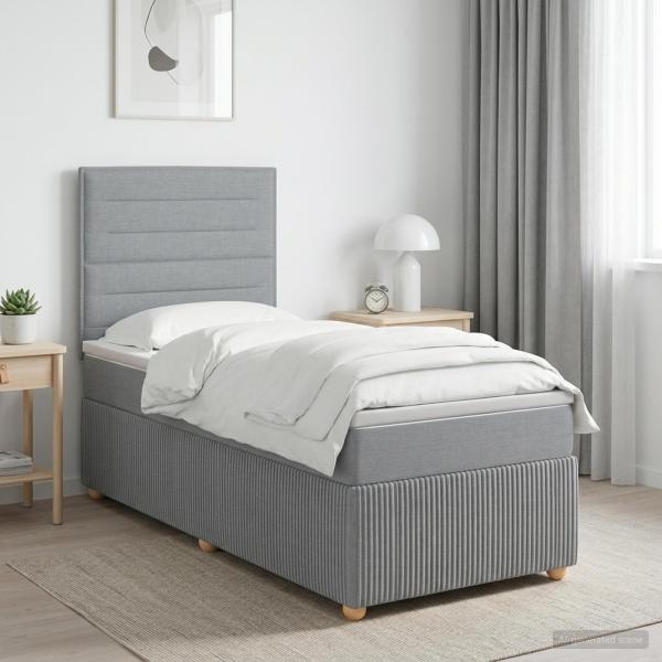 ARDEBO.de - Boxspringbett mit Matratze Hellgrau 100 x 200 cm Stoff