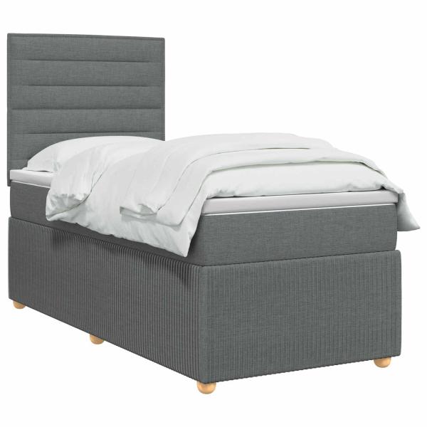 Boxspringbett mit Matratze Dunkelgrau 100 x 200 cm Stoff