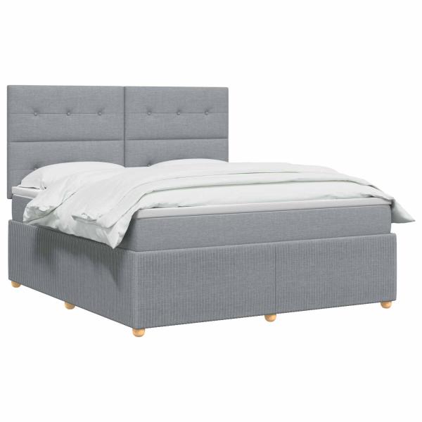 Boxspringbett mit Matratze Hellgrau 140 x 190 cm Stoff