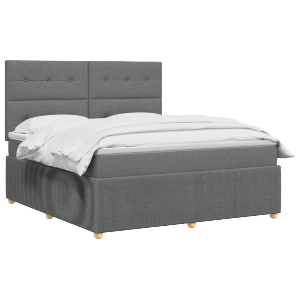 Boxspringbett mit Matratze Dunkelgrau 140 x 190 cm Stoff