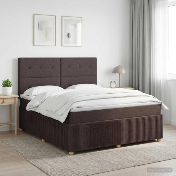 ARDEBO.de - Boxspringbett mit Matratze Dunkelbraun 140 x 190 cm Stoff