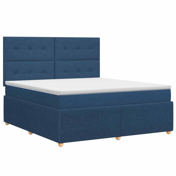 Boxspringbett mit Matratze mit Kopfteil Blau 140 x 190 cm Stoff