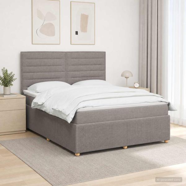 ARDEBO.de - Boxspringbett mit Matratze Taupe 140 x 200 cm Stoff