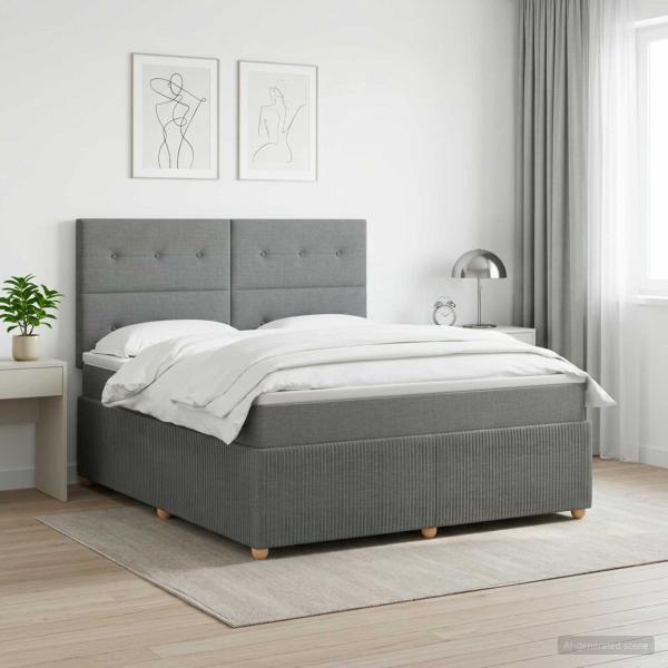ARDEBO.de - Boxspringbett mit Matratze Dunkelgrau 140 x 200 cm Stoff