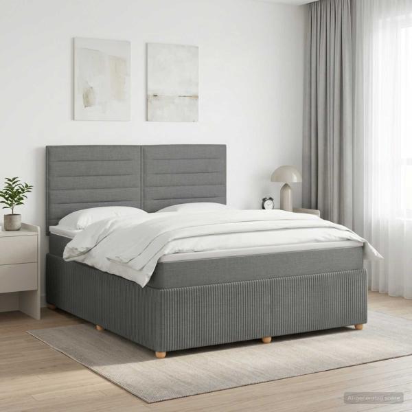 ARDEBO.de - Boxspringbett mit Matratze Dunkelgrau 160 x 200 cm Stoff