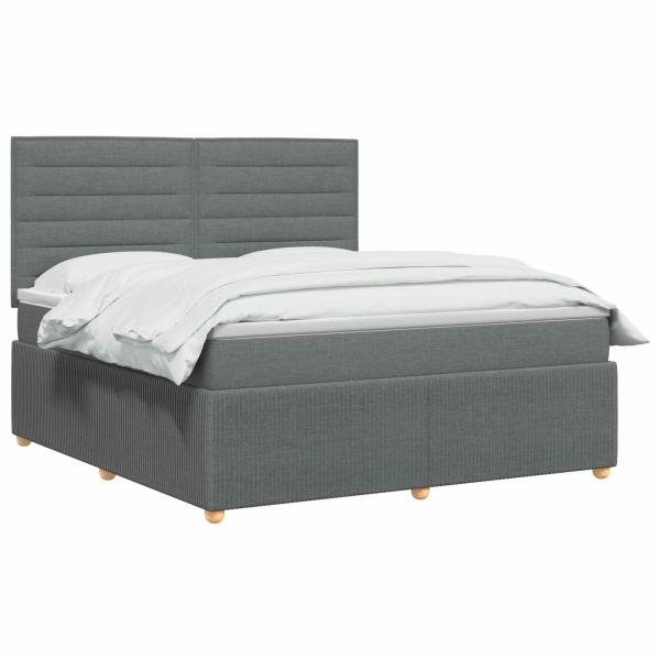 Boxspringbett mit Matratze Dunkelgrau 160 x 200 cm Stoff