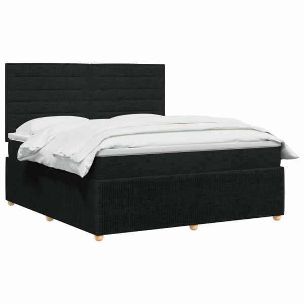 Boxspringbett mit Matratze Schwarz 180 x 200 cm Stoff
