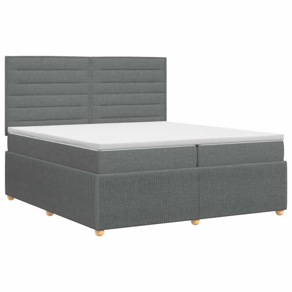 Boxspringbett mit Matratze Dunkelgrau 200 x 200 cm Stoff