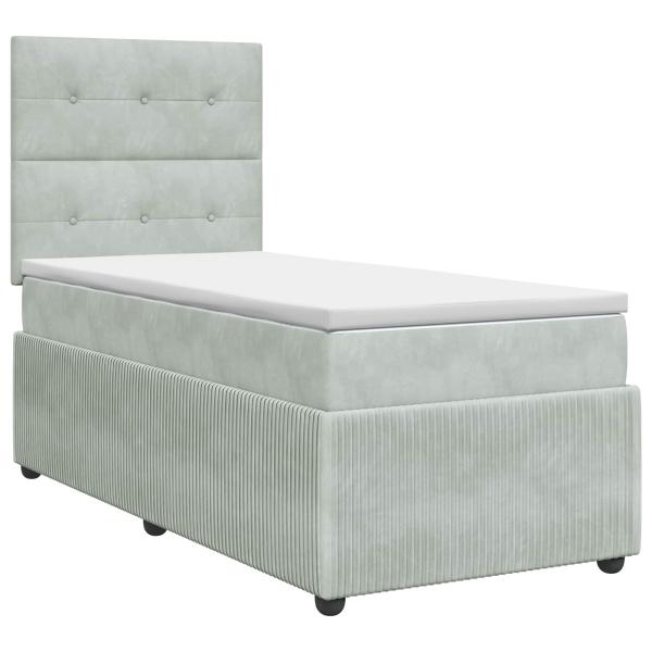 Boxspringbett mit Matratze Hellgrau 80 x 200 cm Samt