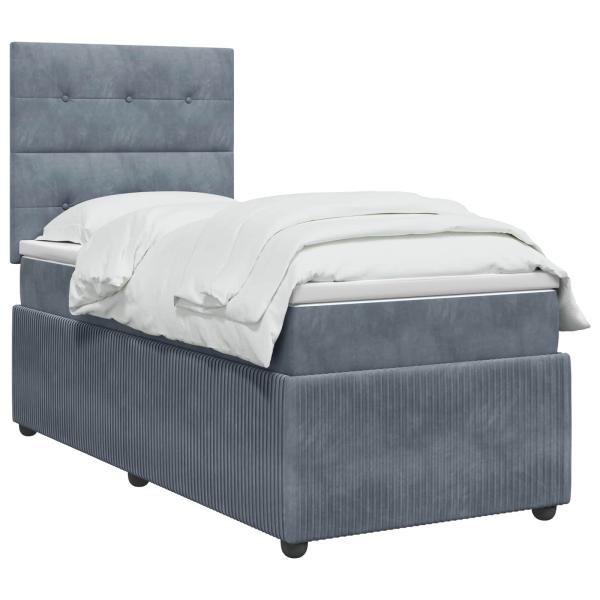 Boxspringbett mit Matratze Dunkelgrau 80 x 200 cm Samt