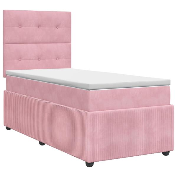 Boxspringbett mit Matratze mit Kopfteil Rosa 80 x 200 cm Samt