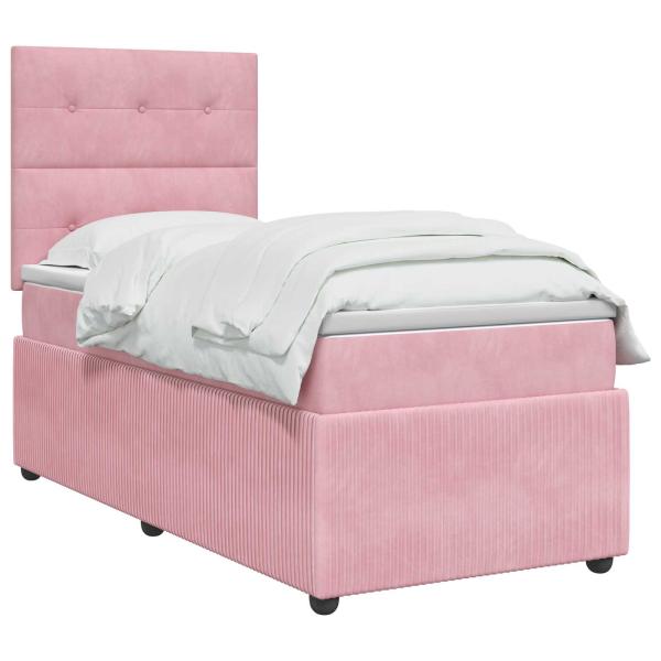 Boxspringbett mit Matratze mit Kopfteil Rosa 80 x 200 cm Samt