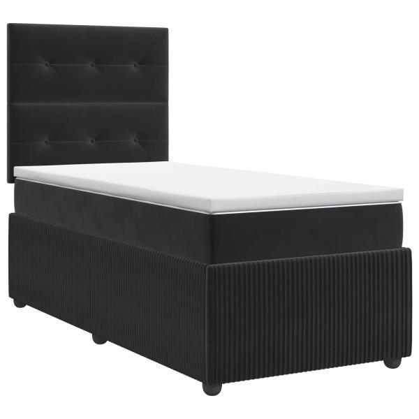 Boxspringbett mit Matratze Schwarz 90 x 190 cm Samt