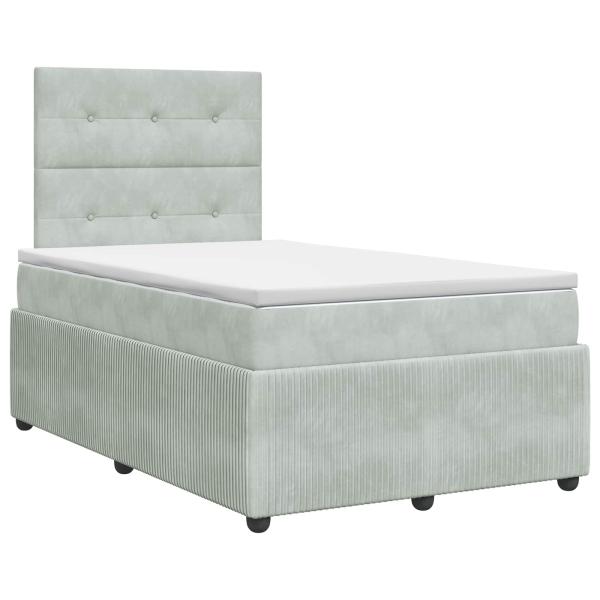Boxspringbett mit Matratze Hellgrau 120 x 190 cm Samt