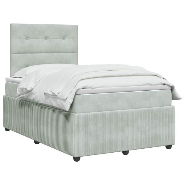 Boxspringbett mit Matratze Hellgrau 120 x 190 cm Samt