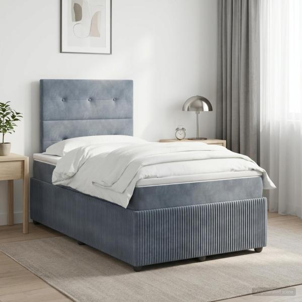 ARDEBO.de - Boxspringbett mit Matratze Dunkelgrau 120 x 190 cm Samt