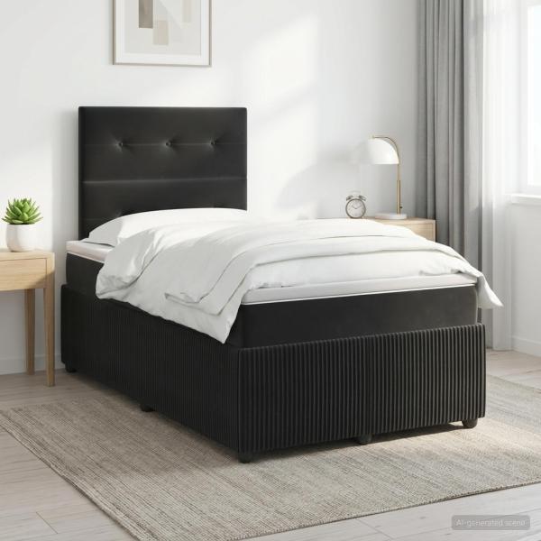 ARDEBO.de - Boxspringbett mit Matratze Schwarz 120 x 190 cm Samt
