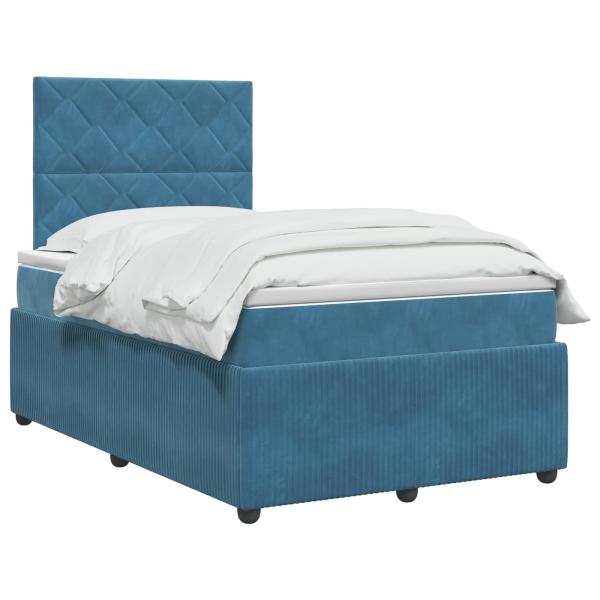 Boxspringbett mit Matratze mit Kopfteil Blau 120 x 190 cm Samt
