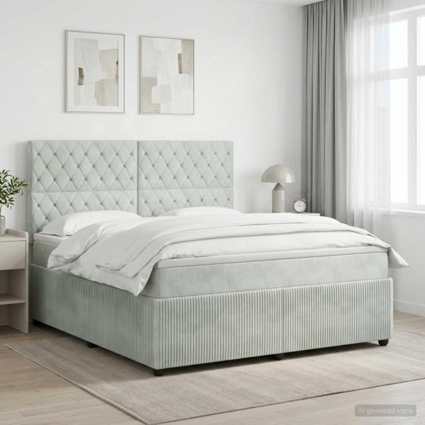 ARDEBO.de - Boxspringbett mit Matratze Hellgrau 140 x 200 cm Samt