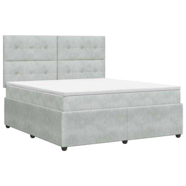Boxspringbett mit Matratze Hellgrau 180 x 200 cm Samt