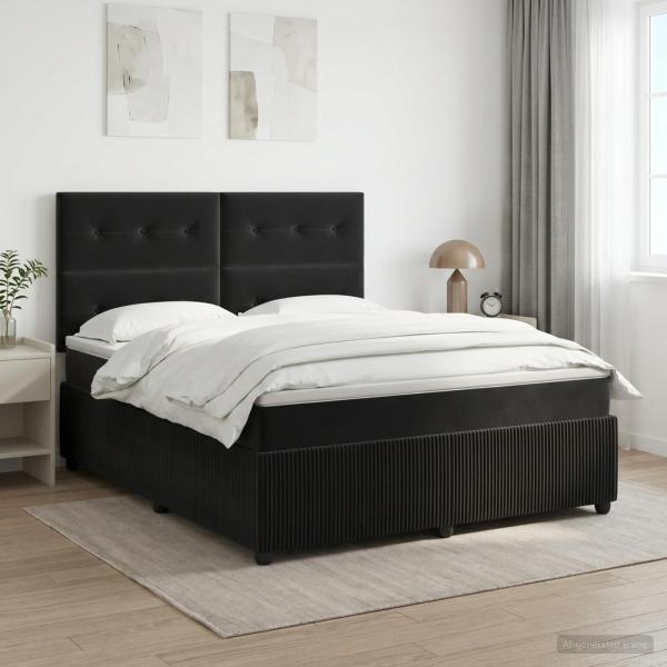 ARDEBO.de - Boxspringbett mit Matratze Schwarz 180 x 200 cm Samt