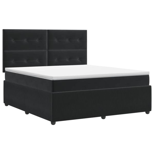 Boxspringbett mit Matratze Schwarz 180 x 200 cm Samt