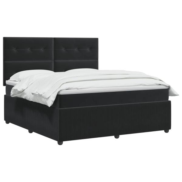 Boxspringbett mit Matratze Schwarz 180 x 200 cm Samt