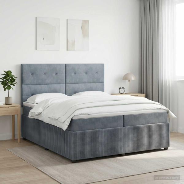 ARDEBO.de - Boxspringbett mit Matratze Dunkelgrau 200 x 200 cm Samt