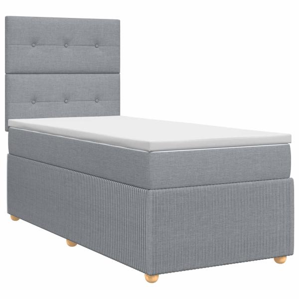 Boxspringbett mit Matratze mit Kopfteil Hellgrau Einzeln Stoff