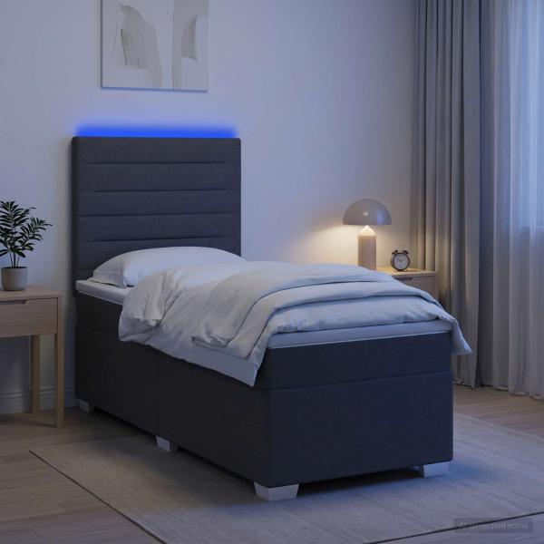 Boxspringbett mit Matratze Dunkelgrau 80 x 200 cm Stoff