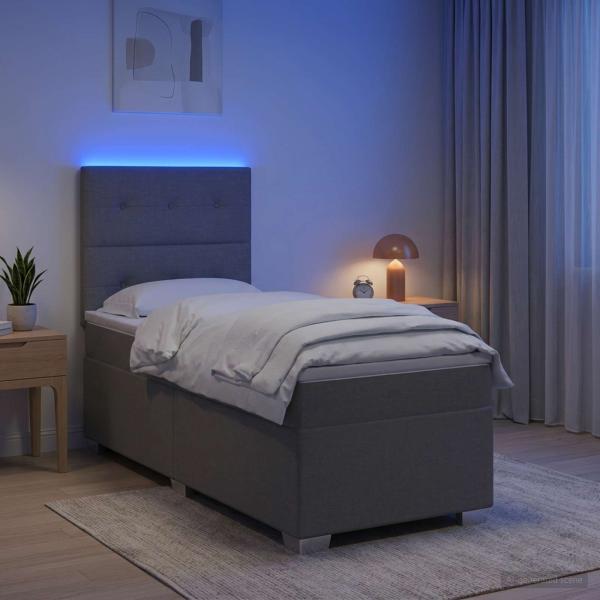 Boxspringbett mit Matratze Hellgrau 80 x 200 cm Stoff