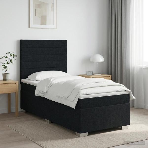 ARDEBO.de - Boxspringbett mit Matratze Schwarz 90 x 190 cm Stoff