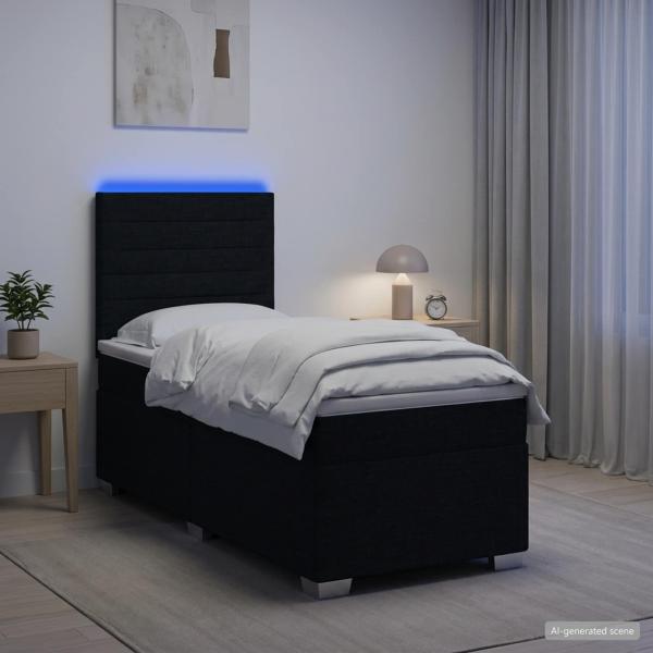 Boxspringbett mit Matratze Schwarz 90 x 190 cm Stoff